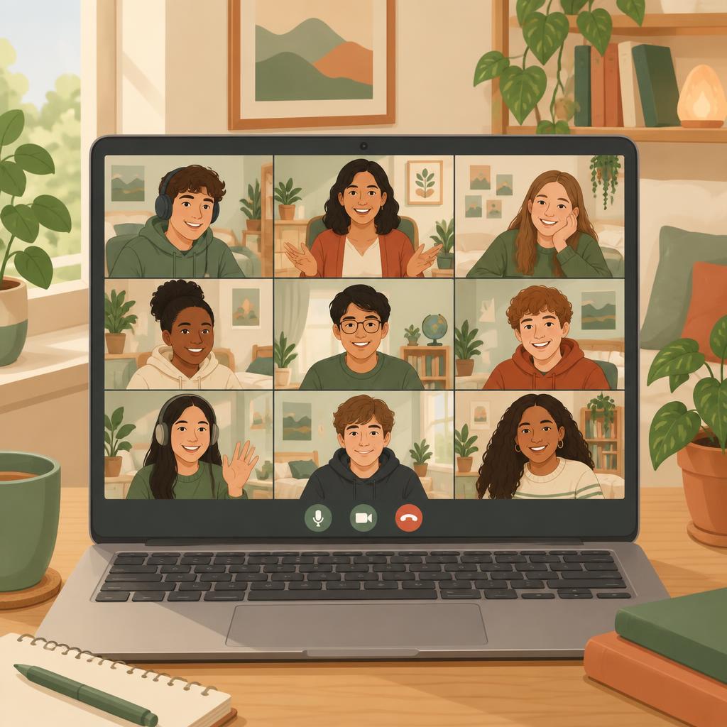 Teens smiling during a live online class